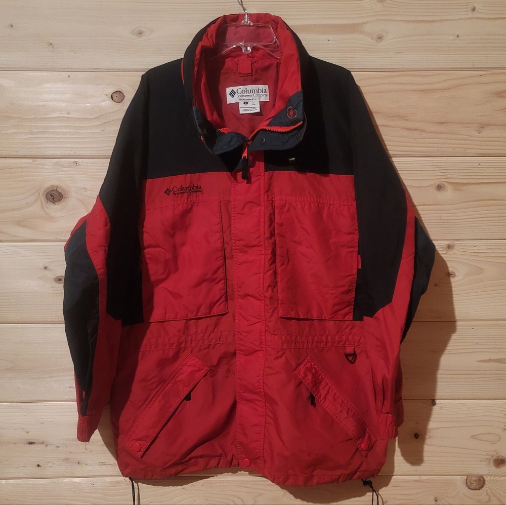 Vintage Columbia Red and Black Ski Jacket Size L 31x32 Fits More Like a XXL